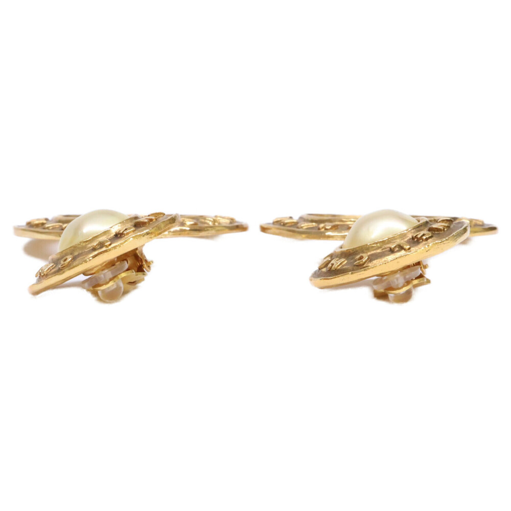 CHANEL Vintage 26, 1991, Castellane Era, Faux Pearl Circle Earrings, Gold, Wo... - Picture 5 of 9